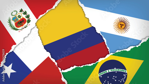 Illustration Vector Featuring Brazil, Argentina, Colombia, Chile and Peru  Identities