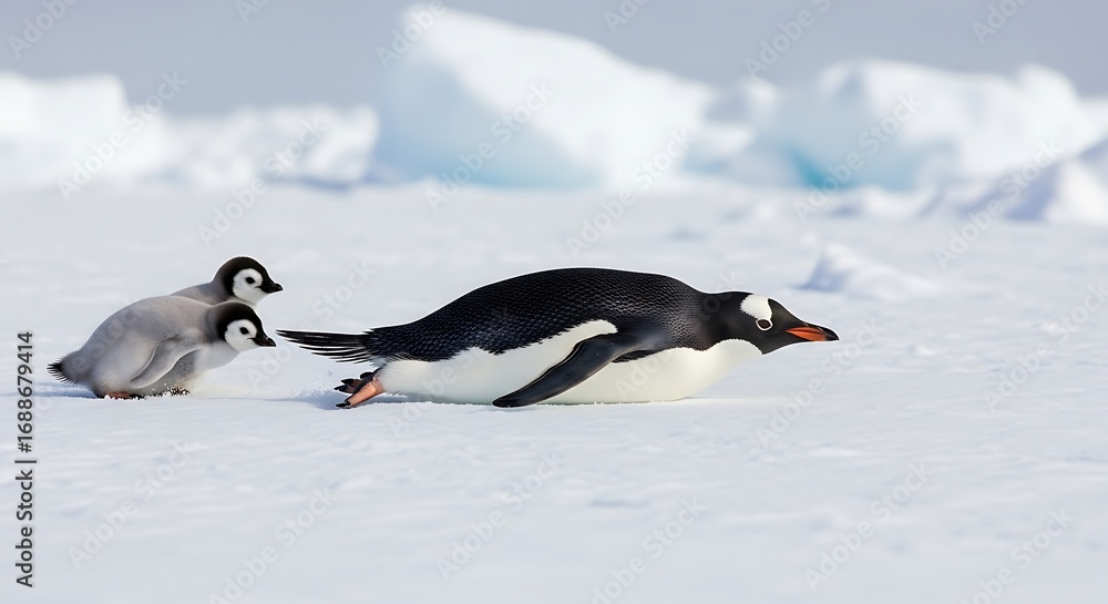 Obraz premium Penguin Slide