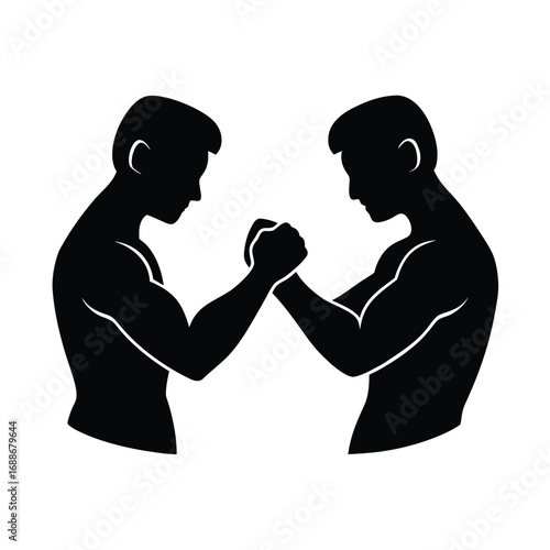 Arm Wrestling Competition Silhouette Illustration