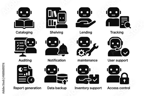 Shelving icon vector librarian icons notification auditing support ai generation data access