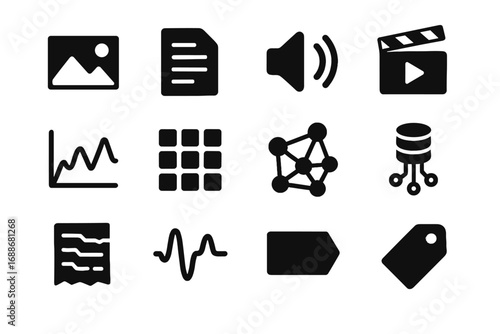 Network icon images time data signals graphs metadata logs vector annotations neural