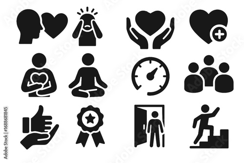 Icons group therapy digital mental vector relaxation motivational health calming icon hands