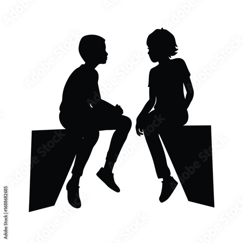 Teenagers Chatting Silhouette