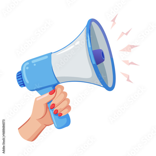 man shouting into megaphone