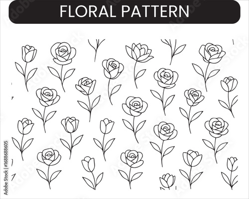  floral patterns with flowers and leaves. Vector seamless backgrounds.