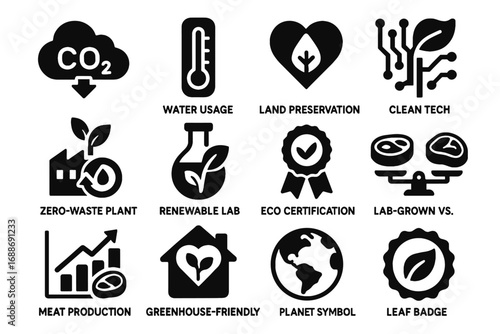 Badge certification graph vector icons bioengineered meat tech chart meter lab icon