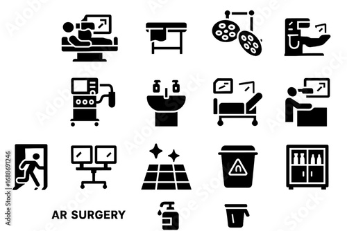 Ar floor anesthesia surgery bin table icon scrub waste vector lights storage