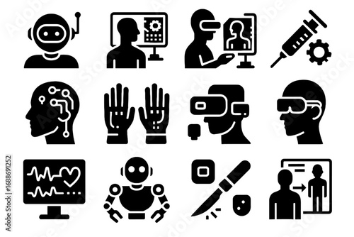 Surgery augmented ai icon digital ar neural vector smart twin holographic cognitive