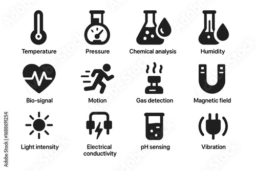 Light temperature sensor humidity vibration vector analysis sensing nano conductivity detection icon