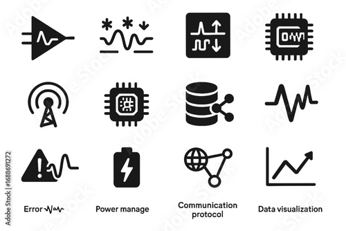 Icon communication visualization vector wireless storage detector modulator receiver protocol nano sensor