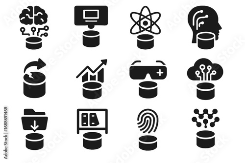 Display memory data icons futuristic sync access management backup vector reality icon
