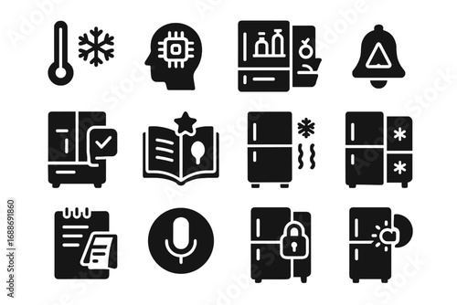 Icon defrost vector cooling ai recipe suggestion fridge meal smart viewer
