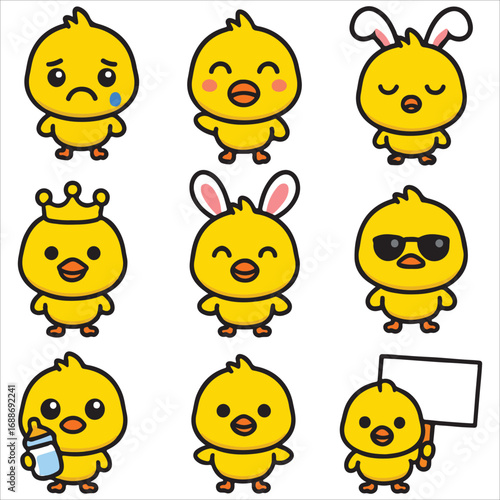 Chick Character Set (Crowns, Sunglasses, Bunny, etc.