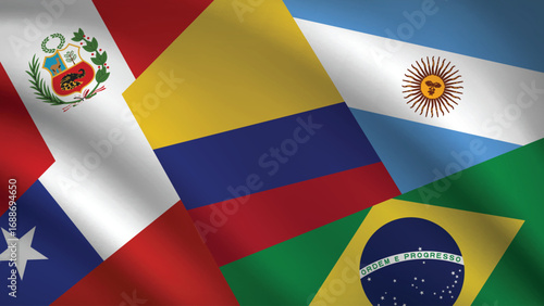 Illustration Vector Featuring Brazil, Argentina, Colombia, Chile and Peru  Identities