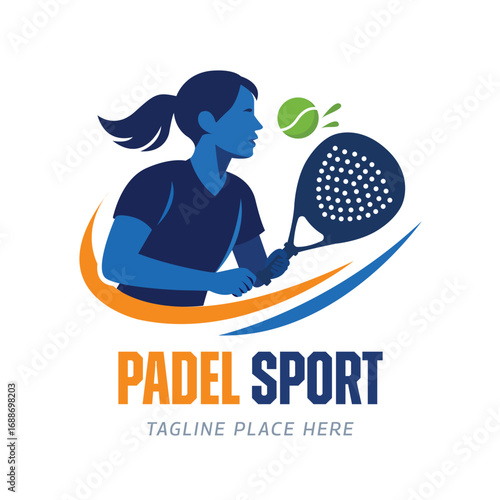 Padel Logo Template with Woman Silhouette