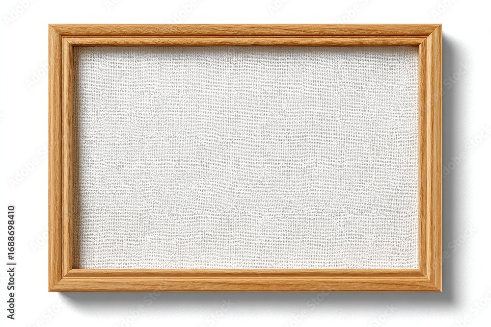 Fototapeta premium Minimalist Wooden Frame Holding a Blank White Canvas on Isolated Background