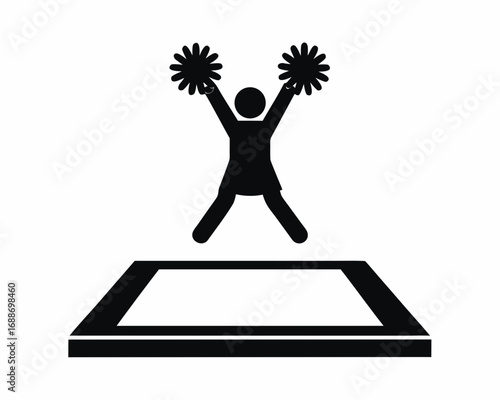 Cheerleader jumping icon silhouette illustration