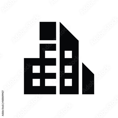 Bold Geometric Business Tower Silhouette Icon