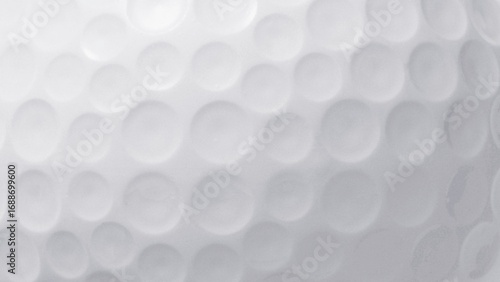Extreme macro detail of a white golf ball surface, showcasing the iconic dimple pattern as an abstract textured background for sports concepts