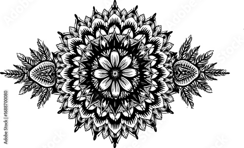 Ornate Black Mandala Floral Pattern