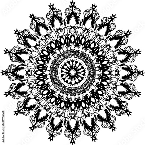 Ornate Black Mandala Floral Pattern