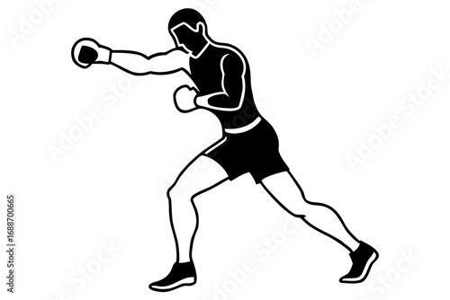Boxing punch action silhouette vector