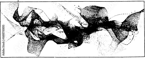 Dynamic black and white abstract line art optical illusion design for creative projects