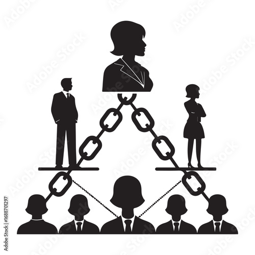 Chain of Command and Leadership Hierarchy Silhouette