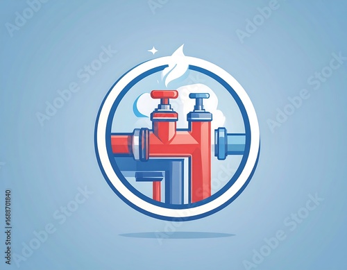 Circular graphic of interconnected plumbing