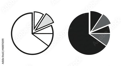 Two pie charts, one in black and white and one in grayscale.