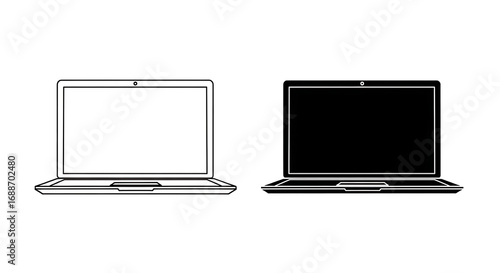 Two laptop computers, one white and one black, side by side.