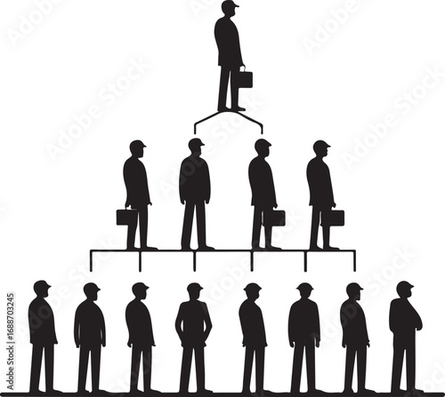 Chain of Command and Leadership Hierarchy Silhouette