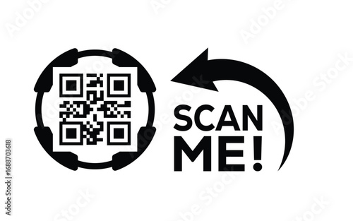 Scan QR code icon. Digital scanning qr code. QR code scan for smartphone. Scan Here text on top of the qr code