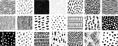 Abstract black and white line art patterns collection for creative design projects