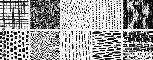 Black and white abstract line art patterns for creative design projects
