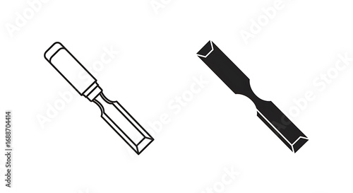 Chisel illustration: outline and solid black version.