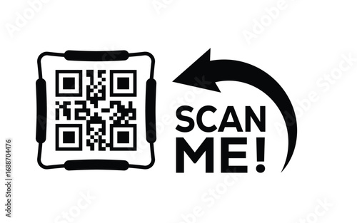 Scan QR code icon. Digital scanning qr code. QR code scan for smartphone. Scan Here text on top of the qr code