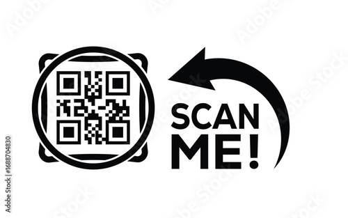 Scan QR code icon. Digital scanning qr code. QR code scan for smartphone. Scan Here text on top of the qr code