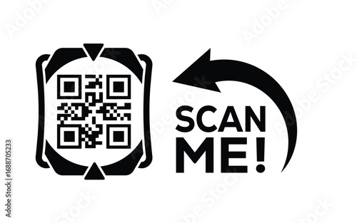 QR code scan icon set. Scan me frame. QR code scan for smartphone. QR code for mobile app, payment and identification. Vector illustration.