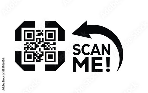 QR code scan icon set. Scan me frame. QR code scan for smartphone. QR code for mobile app, payment and identification. Vector illustration.