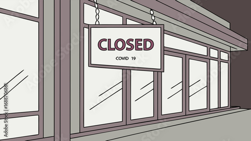 Closed Store Front Pandemic Lockdown Business Shutdown Illustration.