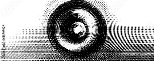 Dynamic black and white op art with circular line patterns for creative design
