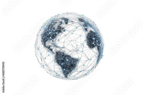 Global network connection internet technology digital communications map on transparent background