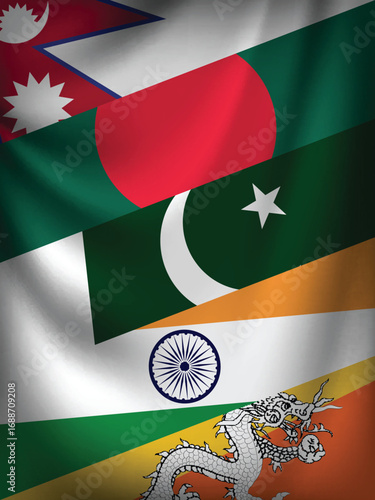 Illustration Vector Featuring India, Pakistan, Bangladesh, Nepal and Bhuthan  Identities