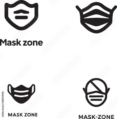 Vector art of collage of mask zone icons with maskzene text