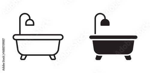 bath tub vector icon set. 