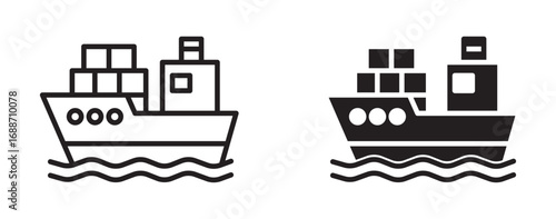 Cargo ship vector icon set . 