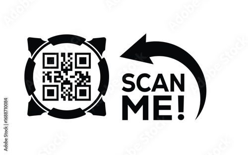 QR code scan icon set. Scan me frame. QR code scan for smartphone. QR code for mobile app, payment and identification. Vector illustration.