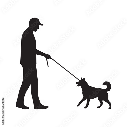 Dog training Go at the leash on white background