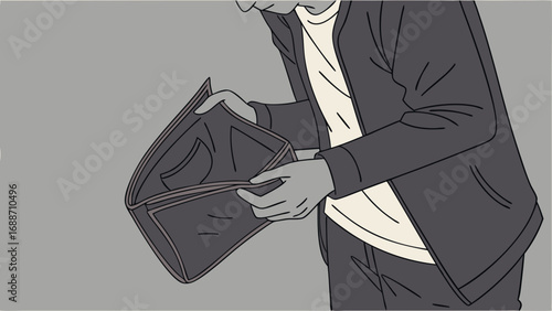Illustration of a person checking an empty wallet.